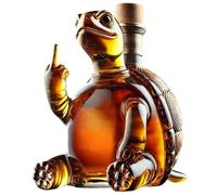 Carafe à whisky, carafe à vin tortue 350 ml montrant son doigt d'honneur, flacon whisky en verre transparent 5, 1 x 5, 1 x 7, avec bouchon pour cadeaux de vin