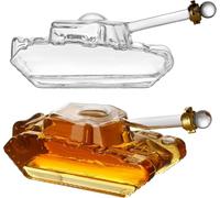 Carafe à whisky en forme de réservoir en verre 1000 ml | Fabriqué à la main, 2 verres assortis, design motards, pour hommes et papas, bec verseur à spiritueux