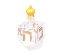 Carafe à whisky en verre doré avec caractères hébreux surélevés pour tradition juive et centre de table en verre avec lettres hébraïques dorées en relief pour centre de table festif