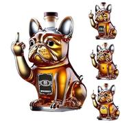 Carafe à whisky Funny French Bulldog de 300 ml, bouteille de whisky en forme de verre à vin avec motif 3D représentant un chien faisant un doigt d'honneur, pour les boissons alcoolisées, les réunions