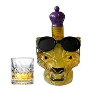 Carafe à whisky léopard en verre, distributeur d'alcool, statue de bouteille décorative de 750 ml, pièce élégante de présentation de bar, idéale pour bourbon, vodka, tequila et décoration d'étagère