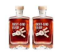 Carafe à whisky personnalisée avec inscription « Best Dad Ever » - Bouteille en verre vide pour vin, bourbon, brandy, tequila - Cadeau d'anniversaire pour papa, grand-père