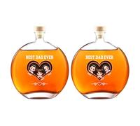 Carafe à whisky personnalisée avec inscription « Best Dad Ever » - Portrait et nom des enfants - Bouteille en verre vide pour vin, bourbon, brandy, tequila - Cadeau pour papa, grand-père de la part de