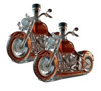 Carafe à Whisky V-Twin Reserve, Style Moto Bouteilles De Whisky en Verre, Cadeau pour Les Collectionneurs Motards, Carafe en Verre Sculptée 3D Créative Et Originale De 30 Cl 2PCS