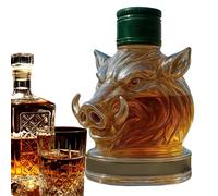 Carafe À Whisky - Verre 320ml | Carafe À Liqueur Sanglier En Verre | Pichet Tête D’Animal | Verres Tête De Sanglier Pour Bouteille De Vin, Bar Pour Maison, Cadeaux Et Réceptions