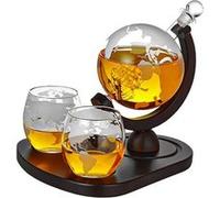 Mikamax - Globe Decanter Deluxe Set - Carafe Prestige Décanteur Globe Et Ses 2 Verres - Set De Carafe À Whisky - Inclus 2 Verres Globe À Whisky - 850 ML - Transparent - Set De Carafe En Verre