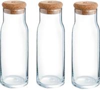 Carafe, bouteille de table 1 litre avec bouchon Transparent 9 x 27 cm - 3 pièces