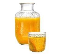 Carafe De Chevet En Verre - Pichet Transparent Vintage Avec Verre De 147,3 G, Ensemble De Tasses À Boire De Nuit De 18 Oz Pour Jus D'eau, Table De Chevet De Cuisine De Chambre À Coucher Pour La Décora