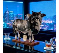 Carafe Décanter 2L en Forme de Taureau Nelore Artisanale - Distributeur de Whisky Original avec Base en Bois, Idée Cadeau Original pour Hommes, Pièce de Discussion pour la Décoration de Bar(A)