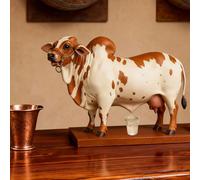 Carafe Décanter 2L en Forme de Taureau Nelore Artisanale - Distributeur de Whisky Original avec Base en Bois, Idée Cadeau Original pour Hommes, Pièce de Discussion pour la Décoration de Bar(B)