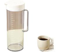 Carafe Eau Froide 1.8L avec Couvercle Rabattable et Intégré - Pichet Café Froid Thé Jus - Plastique PP Résistant pour Cuisine (C)