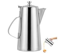 Carafe en acier inoxydable - 1,8 L argentée avec poignée | Bouilloire de grande capacité avec couvercle pour thé, lait, café, eau froide | Carafe à boisson | Maison, hôtel, restaurant, bar