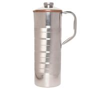 Carafe en cuivre et acier inoxydable | Extérieur en acier inoxydable et intérieur en cuivre pour les bienfaits de l'Ayurveda (1 litre)