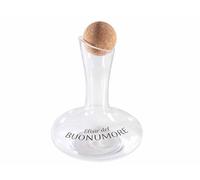 Carafe en verre 1,5L avec bouchon en liège - Ampoule décorative avec inscription "Elixir del Buonumore" - Carafe à vin, liqueurs, eau - Idée cadeau originale