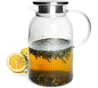 Carafe en verre 1,5L avec filtre en acier inoxydable et relief Carafe d'eau pichet en verre