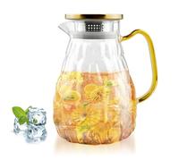 Carafe en Verre 1.8 Litres avec Couvercle et Bec Verseur, Pichet à Eau Design Élégant, Parfait pour Thé Glacé, Infuseur Fruit, Café Chaud et Lait - Verre Borosilicaté Résistant
