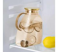 Carafe en verre 1500 ml, pichet en verre avec couvercle en acier inoxydable, carafe à eau en verre durable, carafe réfrigérante pour thé glacé, eau chaude et froide, café, lait, jus (ambre)