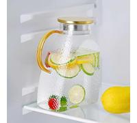 Carafe en verre 1500 ml, pichet en verre avec couvercle en acier inoxydable, carafe à eau en verre durable, carafe réfrigérante pour thé glacé, eau chaude et froide, café, lait, jus (transparent)