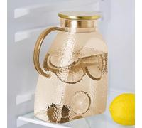 Carafe en verre 1800 ml, pichet en verre avec couvercle en acier inoxydable, carafe à eau en verre durable, carafe réfrigérante pour thé glacé, eau chaude et froide, café, lait, jus (ambre)