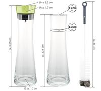 Carafe en verre AMISA bremermann AMISA 1,2 litre, bec verseur multifonction, carafe à eau (Vert)