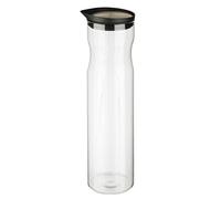Carafe en verre APS, couvercle en acier inoxydable poli mat, carafe avec couvercle, carafe à eau, pichet en verre avec bec verseur anti-goutte, hauteur 31 cm, volume 1,2 litre.