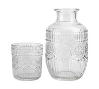Carafe en verre avec tasse - Design flocon de neige, pichet élégant de chevet, ensemble de carafe avec motif givré, parfait pour table de chevet, chambre à coucher, pour thé, jus de lait, boisson, caf
