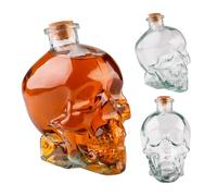 Carafe en verre « Crâne » de 750 ml avec bouchon - Idéale pour whisky, liqueur, eau-de-vie, feu de maison et idées cadeaux