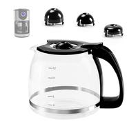 Carafe en verre de rechange pour 12 tasses Mr Coffee, Black & Decker, Hamilton Beach, KitchenAid, cafetière universelle de 12 tasses, cafetière de 1,8 l avec poignée et 3 bouchons à clipser de