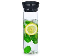 Carafe en verre - EXCELLENT HOUSEWARE - 1L - Verre borosilicate - 9x28 cm - Couvercle silicone et acier inoxydable