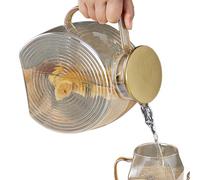 Carafe en Verre,Pichet à Boisson en Verre 2,5 L - Récipient d'Eau avec Couvercle en Acier Inoxydable pour Réfrigérateur, Café, Jus, Lait, Boissons Froides, en Maison, Cuisine, Bureau,