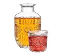 Carafe et verre de chevet,Distributeur de bain de bouche Pichet transparent | Ensemble pichet et gobelet en verre vintage | Pour Liquides Tables De Nuit Chambre Salle De Bain Maison Cuisine Salle À Ma