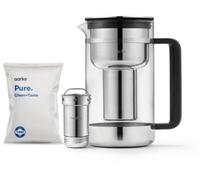 Aarke Purifier Large, carafe filtrante en verre et acier inoxydable, 1,7 L / 7 tasses, avec un sac de recharge de filtre Pure Aarke