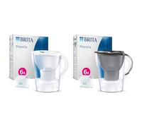 Carafe Filtrante BRITA Marella Blanche (2,4l) incl 6 cartouches filtre eau robinet MAXTRA PRO & Carafe Filtrante BRITA Marella Graphite (2,4l) incl 6 cartouches filtre eau robinet MAXTRA PRO