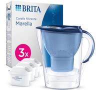 Carafe Filtrante BRITA MAXTRA Marella, 3 cartouches Pure Performance | Bleue, 2.4 L, BRITA Memo, couvercle rabattable, réduit* des impuretés, certains PFAS**, chlore et métaux