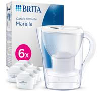 Carafe Filtrante BRITA MAXTRA Marella, 6 cartouches Pure Performance | Blanche, 2.4 L, BRITA Memo, couvercle rabattable, réduit* des impuretés, certains PFAS**, chlore et métaux