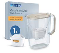 Carafe filtrante BRITA - Style Essential Sable - Capacité 2,4L dont 1,4L d'eau filtrée - 1 mois MAXTRA PRO EXPERT ANTI-TARTRE