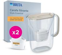 BRITA Carafe filtrante Style Essential Sable – 2,4 L (1,4 L filtrée) + 2 filtres Maxtra Pro Expert
