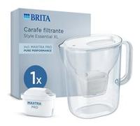 BRITA Carafe filtrante Style Essential XL 3,6 L (2,3 L filtrée) blanche + 1 cartouche MAXTRA PRO
