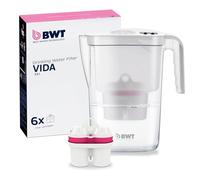 Carafe filtrante BWT Vida blanche avec 6 filtre magnésium - 2,6 l - améliore le goût de l’eau du robinet, réduit calcaire, chlore, métaux lourds - idéale cuisine, thé, café, fontaine à eau