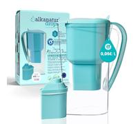 Carafe Filtrante Charbon Actif Eau Maison Alkanatur avec Filtre Basse Émission Sans Resine Ajoute Magnesium Fabrication Europeenne pH 9 Capacité 1.4L Water Filter Jug Hydrogène Élimine Métaux