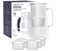 Carafe filtrante en verre - Aquafloow MaxiGlass - 3 L - blanche - 6 filtres inclus