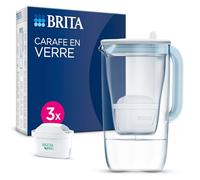 Carafe Filtrante en Verre BRITA MAXTRA, 3 cartouches Pure Performance | Bleu Clair, 2.5 L, BRITA Smart Light LTI, couvercle rabattable, réduit* des impuretés, certains PFAS**, chlore et métaux
