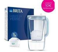 Carafe filtrante en verre BRITA - Model One bleue - Capacité 2,5L dont 1,5L d'eau filtrée - 1 Cartouche Maxtra Pro All-In-1 incluse