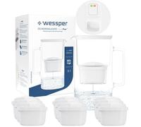 Carafe filtrante en verre Wessper D2 Borosilicate FutureFlow 3 L blanc + 10x filtre à eau Aquamax