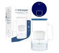 Carafe filtrante en verre Wessper D2 Borosilicate FutureFlow 3 L bleu + 1x filtre à eau Aquamax