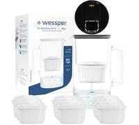Carafe filtrante en verre Wessper D2 Borosilicate FutureFlow 3 L Noir + 10x filtre à eau Aquamax