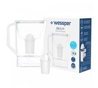 CARAFE FILTRANTE POUR RÉFRIGÉRATEUR WESSPER D3 SLIM AQUACLASSIC BLANC +1 CARTOUCHE FILTRANTE AQUACLASSIC | CAPACITÉ DE 2,7 LITRES
