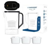 Carafe filtrante Wessper D3 SLIM FutureFlow 2,7 L avec filtre à eau et compteur intelligent à LED - Noir