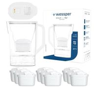 Carafe filtrante Wessper D3 SLIM FutureFlow 2 7 L blanc avec filtre à eau et compteur intelligent à LED + 10x Filtre Wessper Aquamax