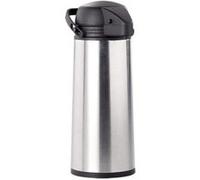 Rosenstein & Söhne Carafe isotherme à pompe 1,9 L Gris – Acier inoxydable, verre renforcé, plastique
